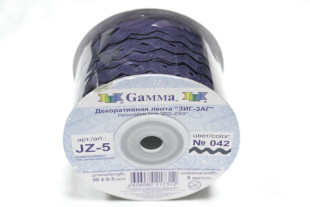 Тесьма отделочная "ЗИГ-ЗАГ" 5 мм 30 м №042 т.синий
